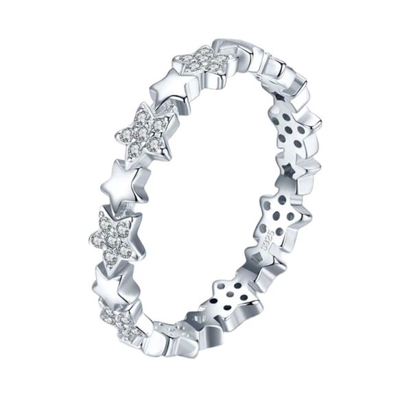 925 Sterling Silver Stars Ring - Picture 1 of 6